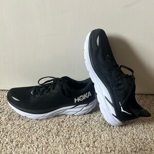 Hoka Clifton 8 - Black and White Athletic Shoes - NEW with Maximalist Cushioning